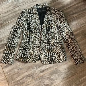 Zara Basic Leopard Print Large Blazer 1 Button
